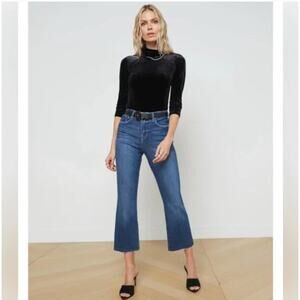 L Agence Denim Jeans Womens 25 Kendra High Rise Cropped Flare Denim Laredo Chic